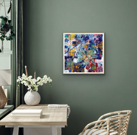 Blue Passionflower fine art print on the wall